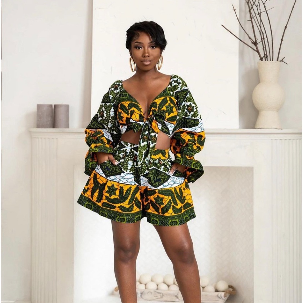 OFUURE RIMI AFRICAN PRINT SHORTS AND TOP